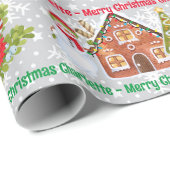 Gingerbread Man Snowman Naam toevoegen Kerstmis Cadeaupapier (Rol Hoek)