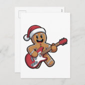 Gingerbread Man Speel Gitaar Elektrische Kerst Feestdagenkaart (Voorkant / Achterkant)