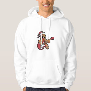Gingerbread Man Speel Gitaar Elektrische Kerst Hoodie