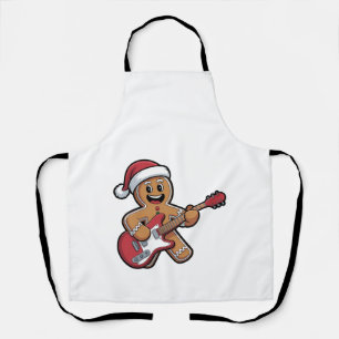 Gingerbread Man Speel Gitaar Elektrische Kerst Schort