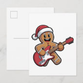 Gingerbread Man Speel Gitaar Elektrische Kerst Uitnodiging Briefkaart (Voorkant / Achterkant)