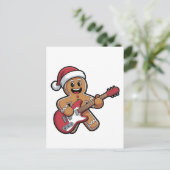 Gingerbread Man Speel Gitaar Elektrische Kerst Uitnodiging Briefkaart (Staand voorkant)
