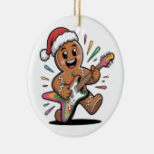 Gingerbread Man speelt gitaar elektrische kerstman Keramisch Ornament (Rechts)