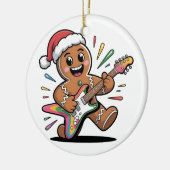 Gingerbread Man speelt gitaar elektrische kerstman Keramisch Ornament (Links)