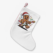 Gingerbread Man speelt gitaar elektrische kerstman Kleine Kerstsok (Voorkant (Hangend))