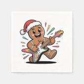 Gingerbread Man speelt gitaar elektrische kerstman Servet (Voorkant)