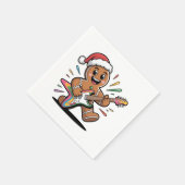 Gingerbread Man speelt gitaar elektrische kerstman Servet (Hoek)