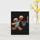 Gingerbread Man Spelen Basketbal Kerstmis Kerstmis Kaart (Gele Bloem)