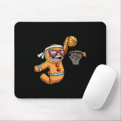 Gingerbread Man Spelen Basketbal Kerstmis Kerstmis Muismat (Met muis)