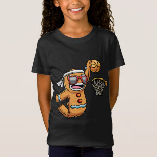 Gingerbread Man Spelen Basketbal Kerstmis Kerstmis T-shirt
