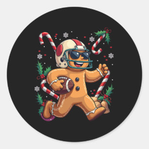 Gingerbread Man Spelen Football Christmas Xmas Ki Ronde Sticker