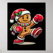 Gingerbread Man Spelen Thaise Boksen Kerstmis Poster (Voorkant)