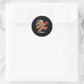 Gingerbread Man Spelen Thaise Boksen Kerstmis Ronde Sticker (Tas)