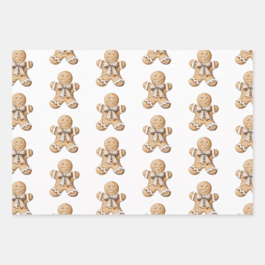 Gingerbread Man Star Kerstman Inpakpapier Vel (Voorkant)