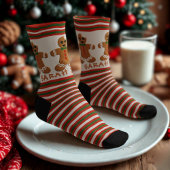 Gingerbread Man Stripes Custom Holiday Sokken