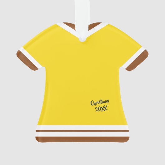 Gingerbread Man Suit Gele Kerstmis Figurine Ornament (achterkant)