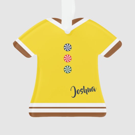 Gingerbread Man Suit Gele Kerstmis Figurine Ornament (voorkant)