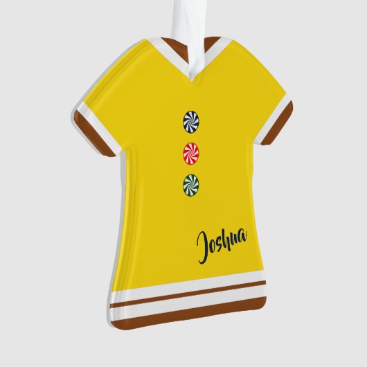 Gingerbread Man Suit Gele Kerstmis Figurine Ornament (voorkant)