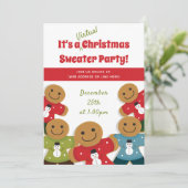 Gingerbread Man Sweater Rood Virtuele Kerstmis Kaart (Staand voorkant)