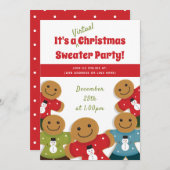 Gingerbread Man Sweater Rood Virtuele Kerstmis Kaart (Voorkant / Achterkant)