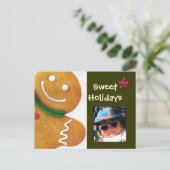 Gingerbread Man Sweet Feestdagen Foto Briefkaart (Staand voorkant)