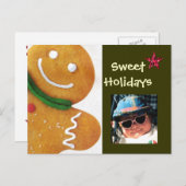 Gingerbread Man Sweet Feestdagen Foto Briefkaart (Voorkant / Achterkant)