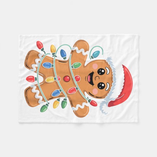 Gingerbread Man Tangled Christmas Lights  Fleece Deken (Voorkant (Horizontaal))