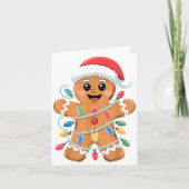 Gingerbread Man Tangled Christmas Lights Kaart (Voorkant)