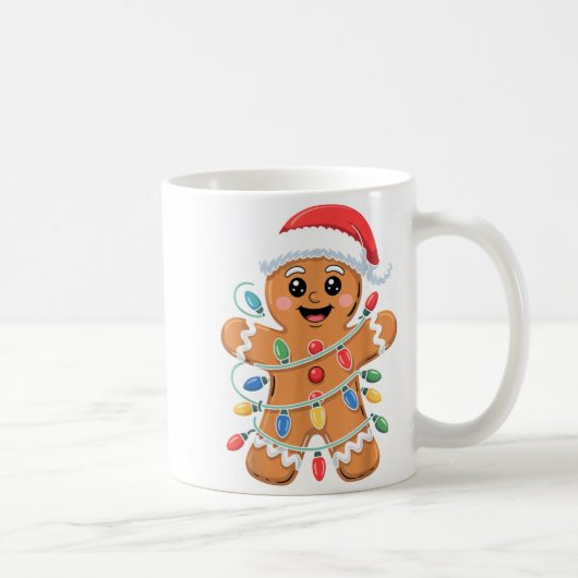 Gingerbread Man Tangled Christmas Lights  Koffiemok (Rechts)
