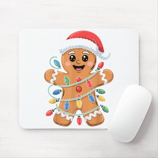 Gingerbread Man Tangled Christmas Lights  Muismat (Met muis)