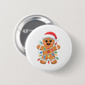 Gingerbread Man Tangled Christmas Lights  Ronde Button 5,7 Cm (Voorkant /achterkant)