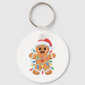 Gingerbread Man Tangled Christmas Lights  Sleutelhanger (Voorkant)