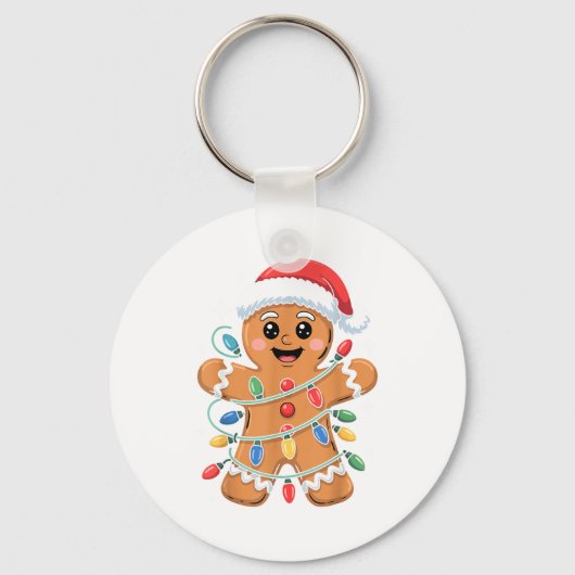 Gingerbread Man Tangled Christmas Lights  Sleutelhanger (Voorkant)