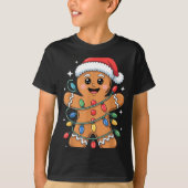 Gingerbread Man Tangled Christmas Lights  T-shirt (Voorkant)