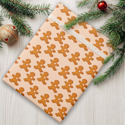 Gingerbread Man Traditionele Schattigee kerstvakan Cadeaupapier
