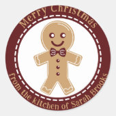 Gingerbread Man uit de kerstkeuken van Ronde Sticker (Voorkant)