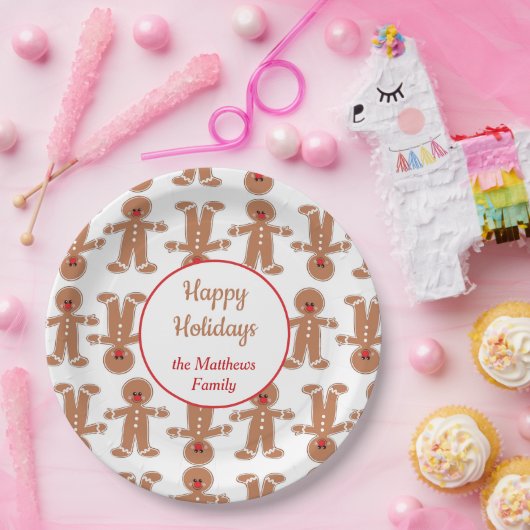 Gingerbread Man Vakantie Papieren Bordje (Feest)