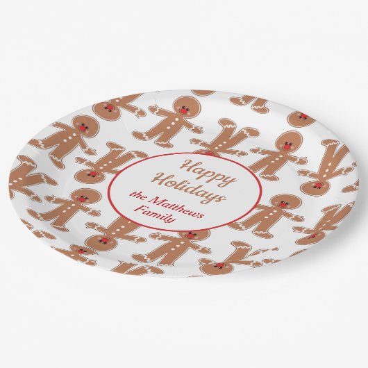 Gingerbread Man Vakantie Papieren Bordje (Gekanteld)