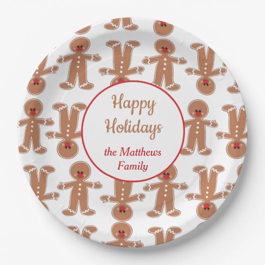 Gingerbread Man Vakantie Papieren Bordje (Voorkant)