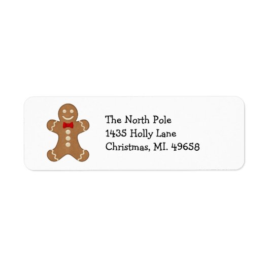 Gingerbread Man Vakantie retour adres labels (Voorkant)