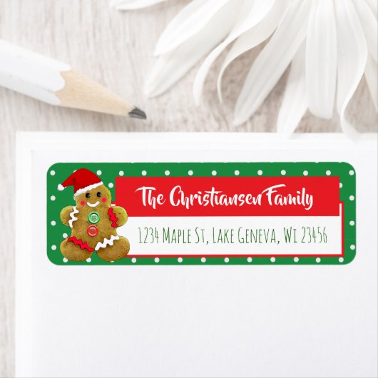 Gingerbread Man Vakantie Whisical Kerstmis Etiket (Insitu)