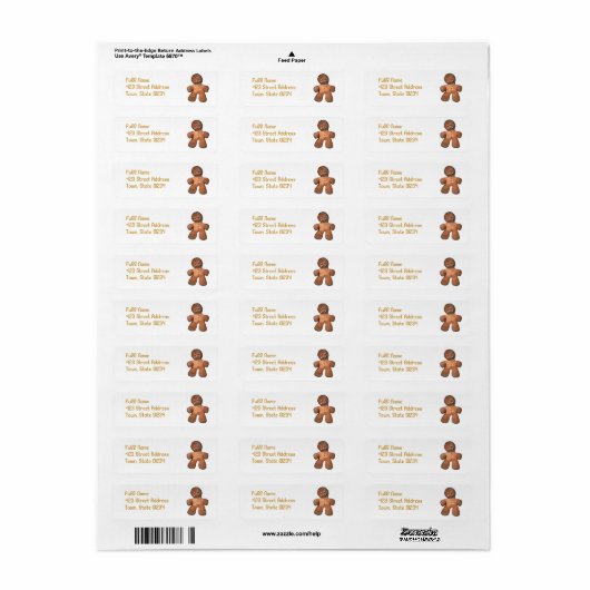 Gingerbread Man Verzendlabels Etiket (Full Sheet)