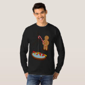 Gingerbread Man Vist met een gummy worm T-shirt (Voorkant volledig)