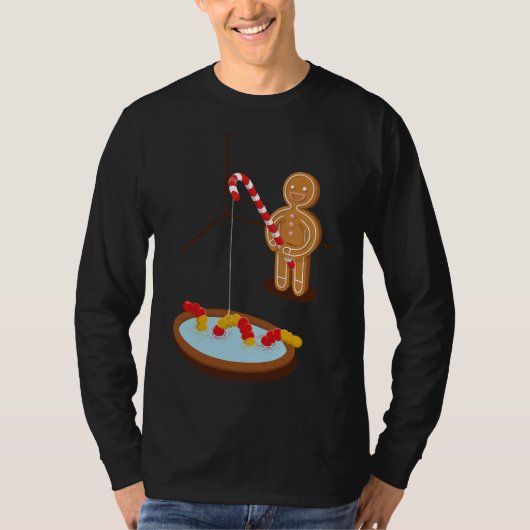 Gingerbread Man Vist met een gummy worm T-shirt (Voorkant)