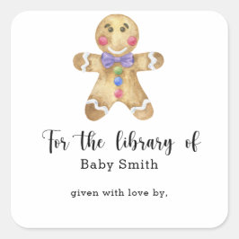 Gingerbread man - voor de bibliotheek van vierkante sticker