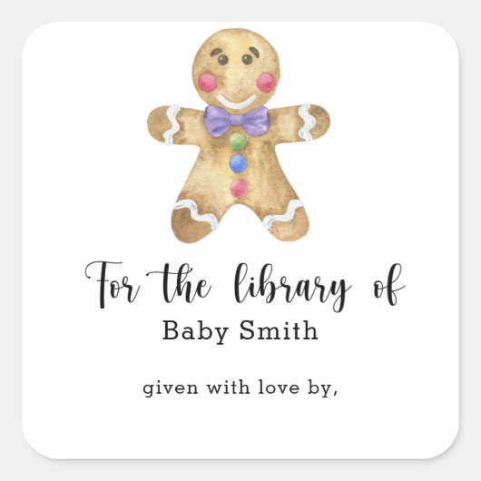 Gingerbread man - voor de bibliotheek van vierkante sticker (Voorkant)