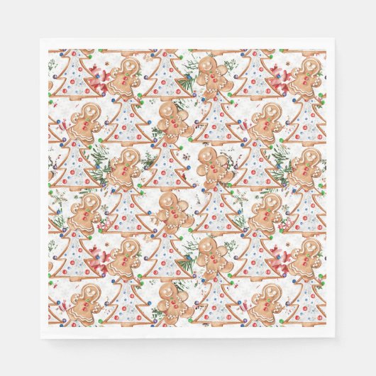 Gingerbread man, vrouw en kerstboom servet (Voorkant)