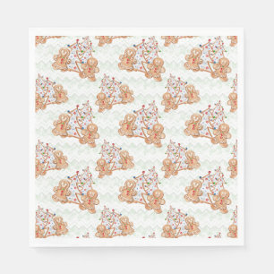 Gingerbread man, vrouw en kerstboom servet