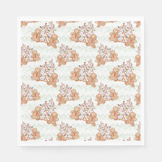 Gingerbread man, vrouw en kerstboom servet (Voorkant)