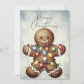 Gingerbread Man Winter Christmas Feestdagenkaart (Voorkant)